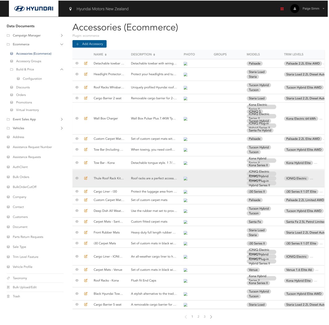 Original Automote interface before redesign